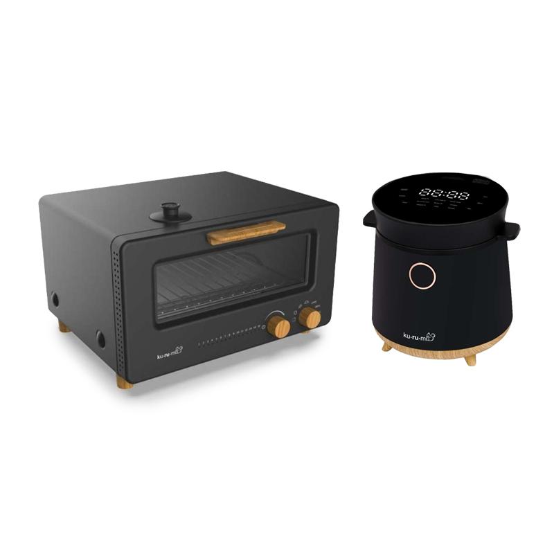 Jual [Bundle] Kurumi Home Mini Steam Oven Toaster + Rice Cooker Black