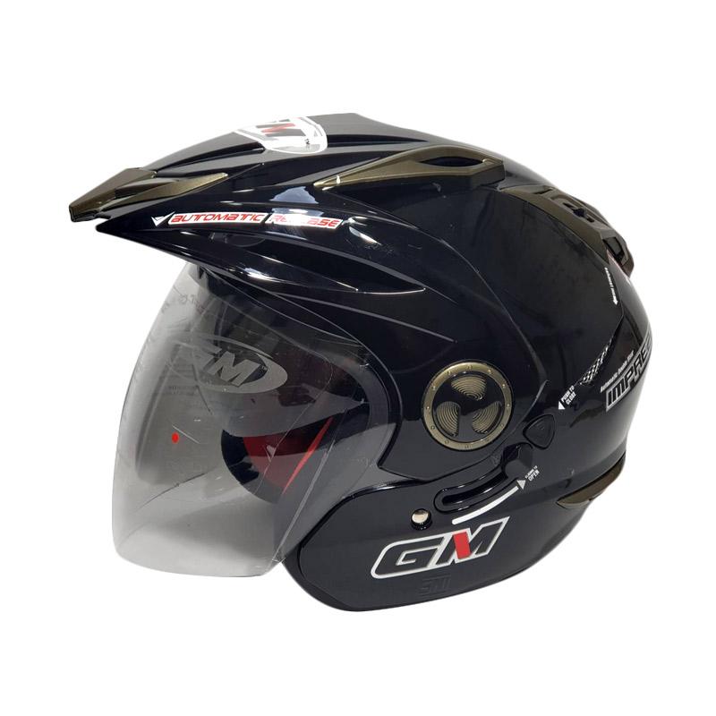 Jual GM New Imprezza Double Visor Helm Half Face Black di Seller