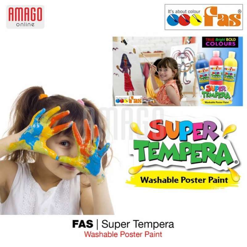 Jual FAS SUPER TEMPERA WASHABLE POSTER PAINT 500 ml BLACK 099