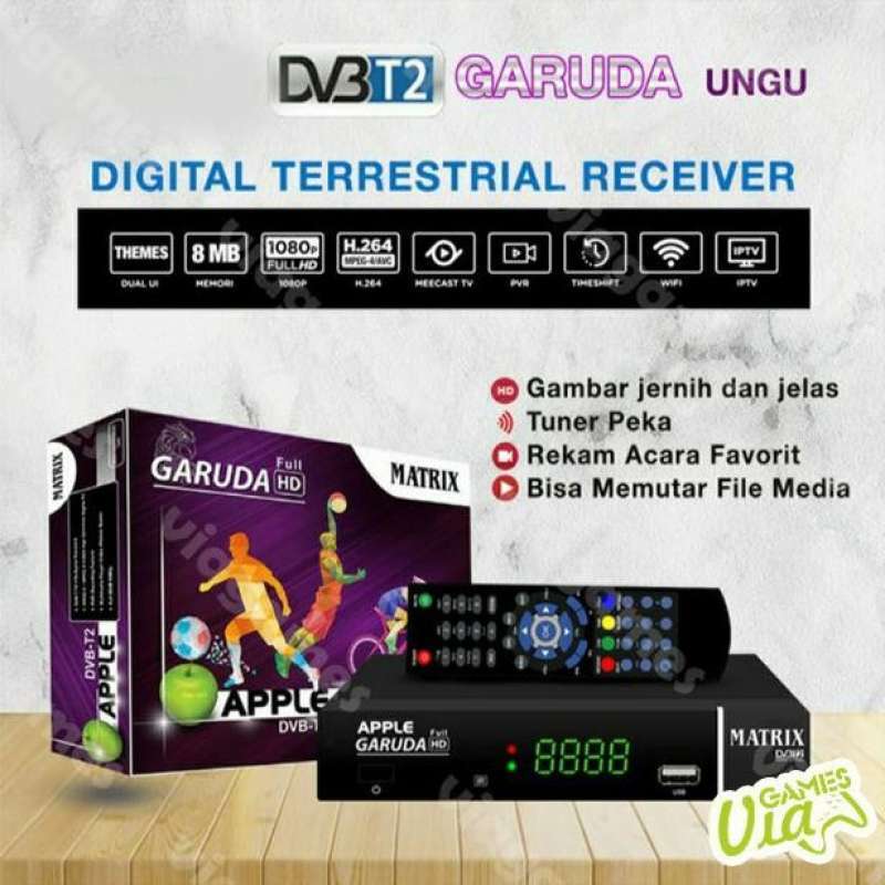 Jual Set Top Box Matrix Garuda Apple Dvb T2 (ungu) Kabel Hdmi Di Seller ...