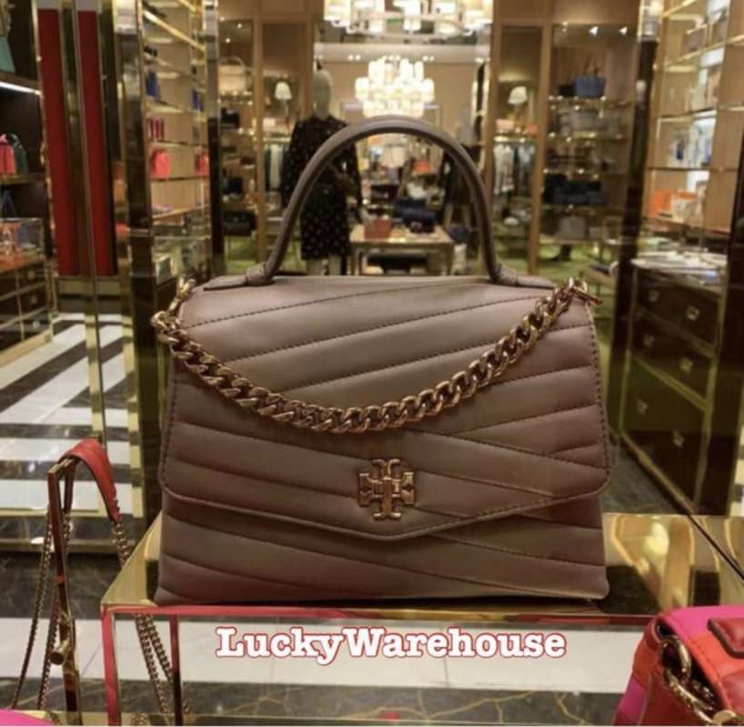 Jual Tory Burch Kira Chevron TopHandle Satchel Classic Taupe ORI 100