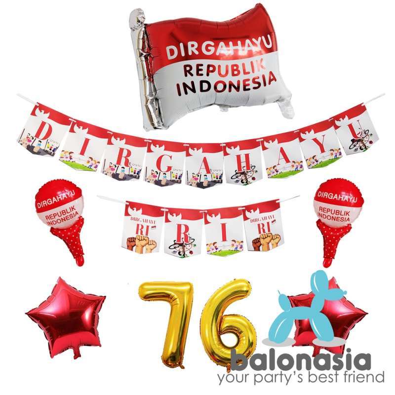 Jual Balonasia Dekorasi Pesta Hut Ri 17 Agustus / Banner Foil Bendera