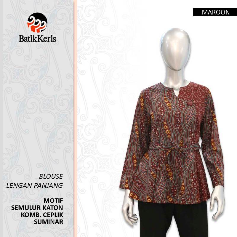 Promo Batik Keris Blouse Lengan Panjang Semulur Katon Kombinasi Ceplik