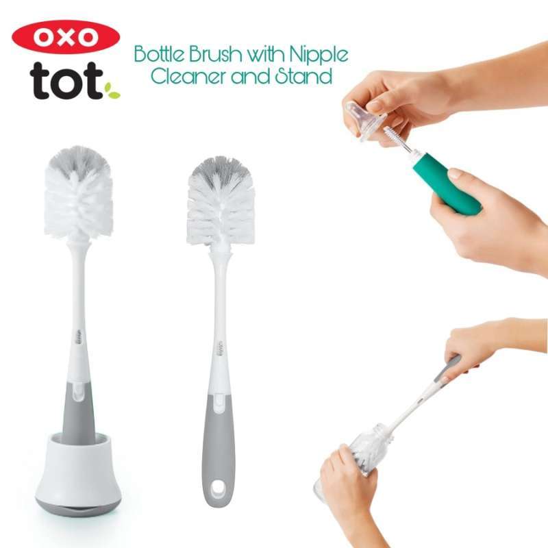 Jual Oxo Tot Bottle Brush with Nipple Cleaner & Stand Gray di Seller