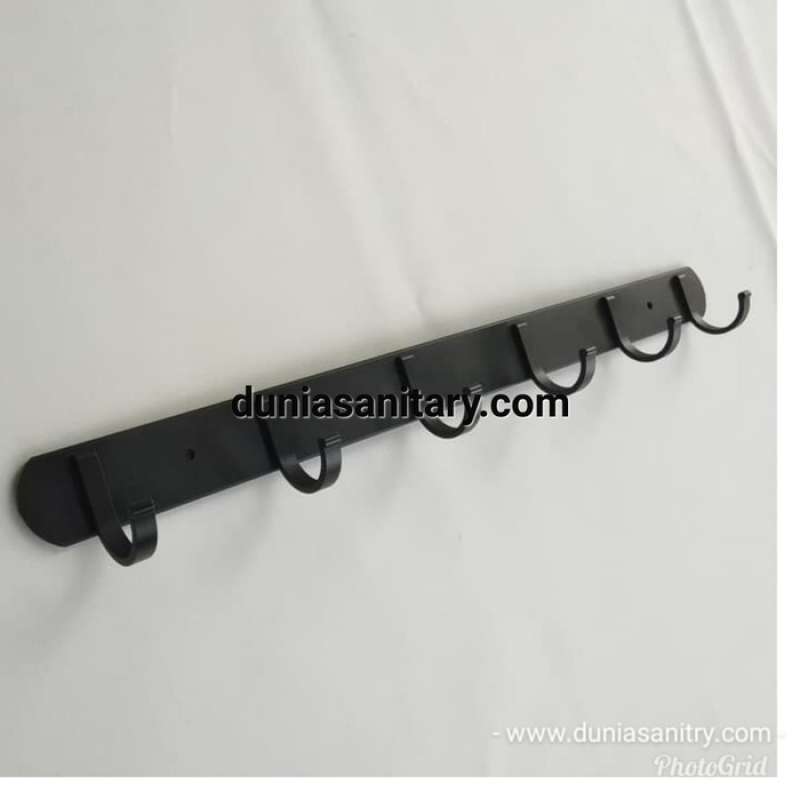 Promo Kapstok Baju Aluminium Black 5 kait - gantungan Baju Hitam di