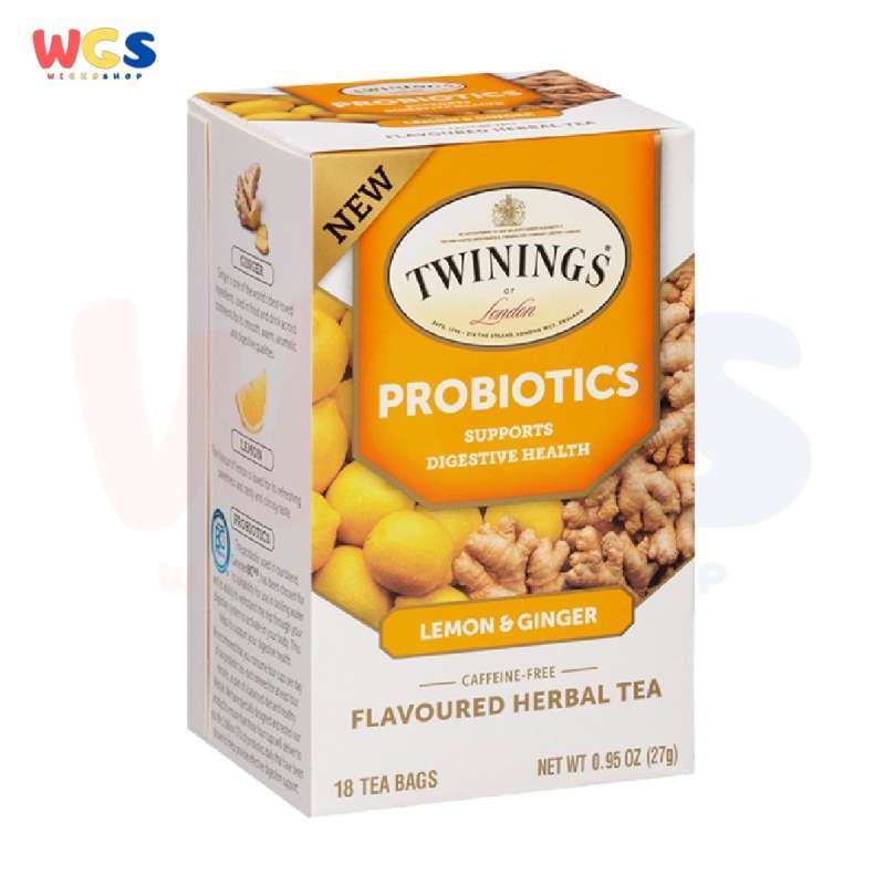Jual Twinings Probiotics Lemon & Ginger Herbal Tea Caffeine Free 18p x