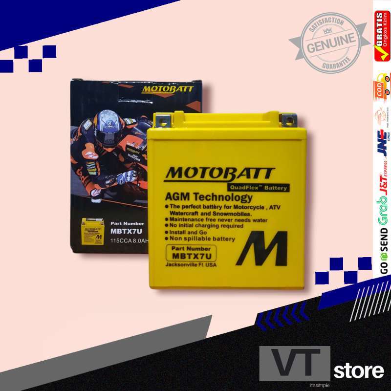 Jual Aki Motor Yamaha R25,KLX 150,250 Motobatt MBTX7U Quadflex di