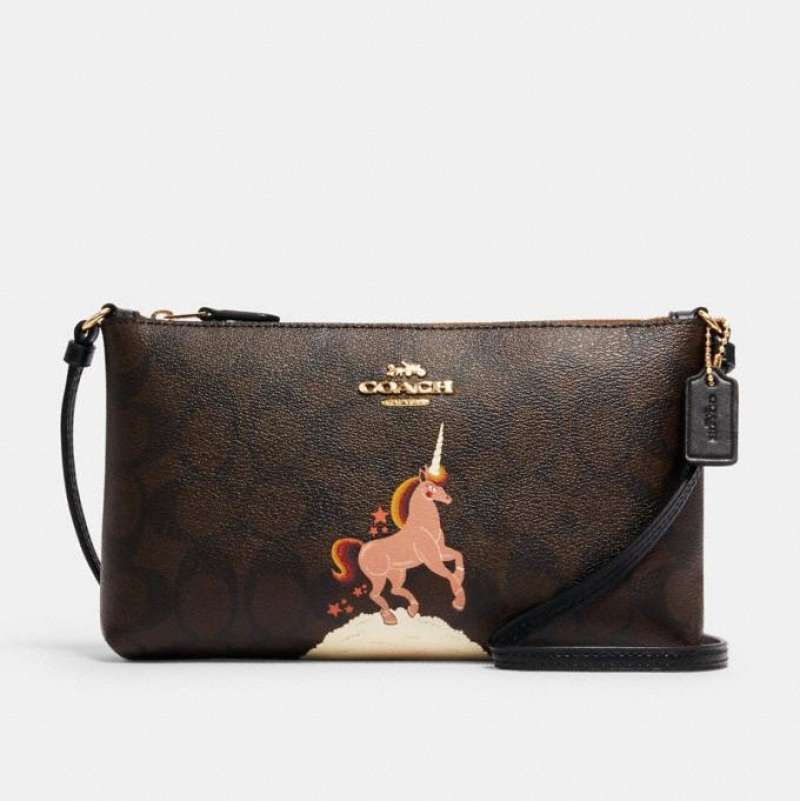 Jual Coach Zip Top Crossbody In Signature Canvas With Unicorn di Seller
