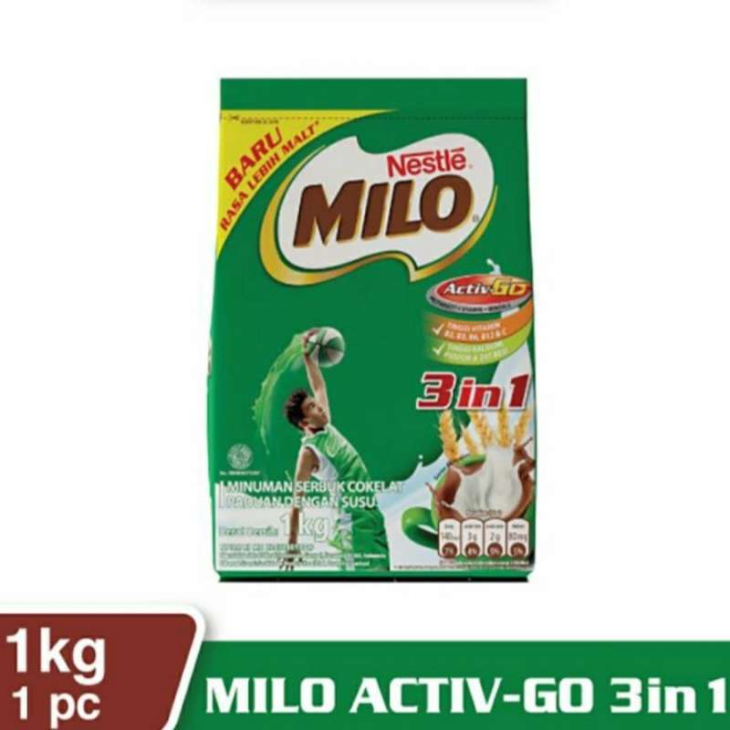 Jual Nestle Milo Activ Go Minuman Susu Bubuk Cokelat 3 In 1 Pouch 1Kg