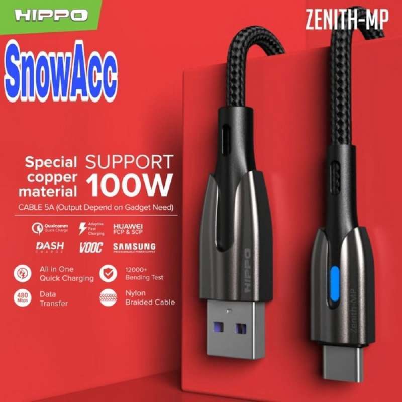 Promo Hippo Zenith Mp Kabel Data Charger Usb Type C 5A - 100W di Seller
