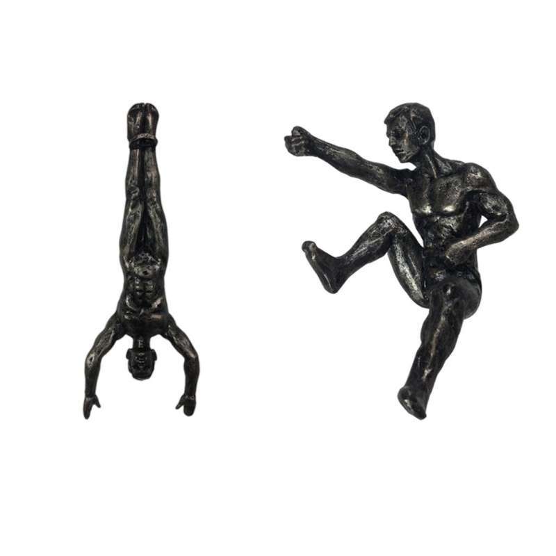 Jual Set of 2 Retro Rock Climbing Statue Figurine Sculpture Wall Decor