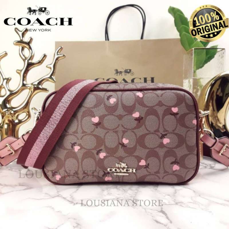 Jual Coach Jes Crossbody In Signature Canvas With Heart Floral Print di