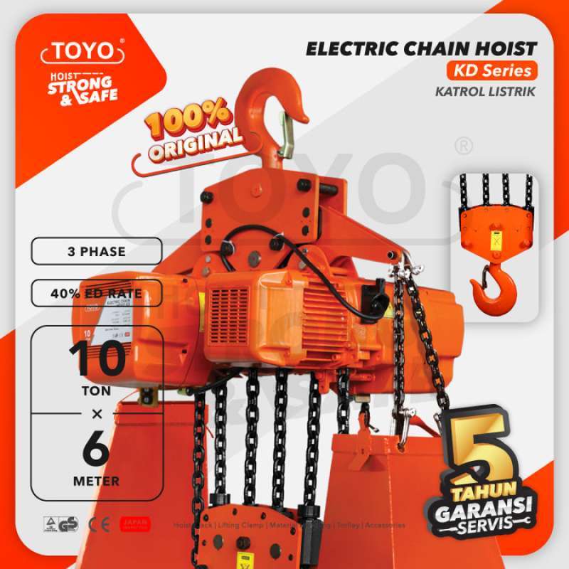 Jual Electric Chain Hoist 10 Ton x 6 Meter KD Series TOYO di Seller