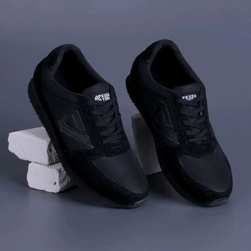 Promo Sepatu Casual Sneakers Pria Full Black - Running Shoes Olahrag…