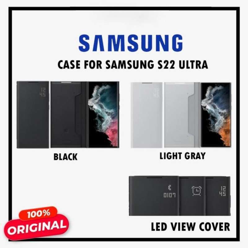 Jual ORIGINAL Case Samsung S22 ULTRA LED VIEW COVER Casing Flip Card