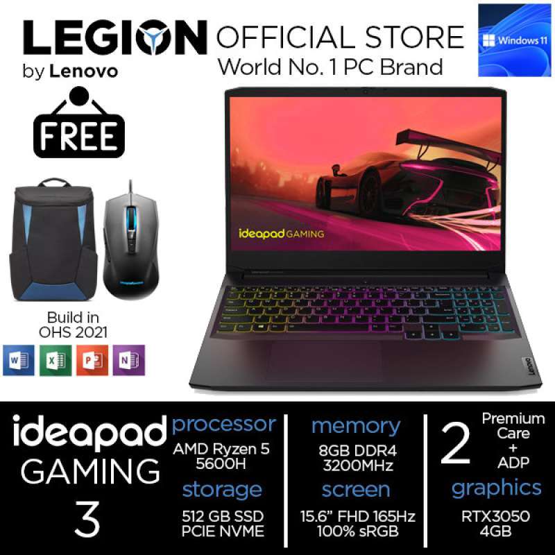 Jual Lenovo Ideapad Gaming 3 15ach6 Qeid Amd Ryzen 5 5600h 8gb 512gb