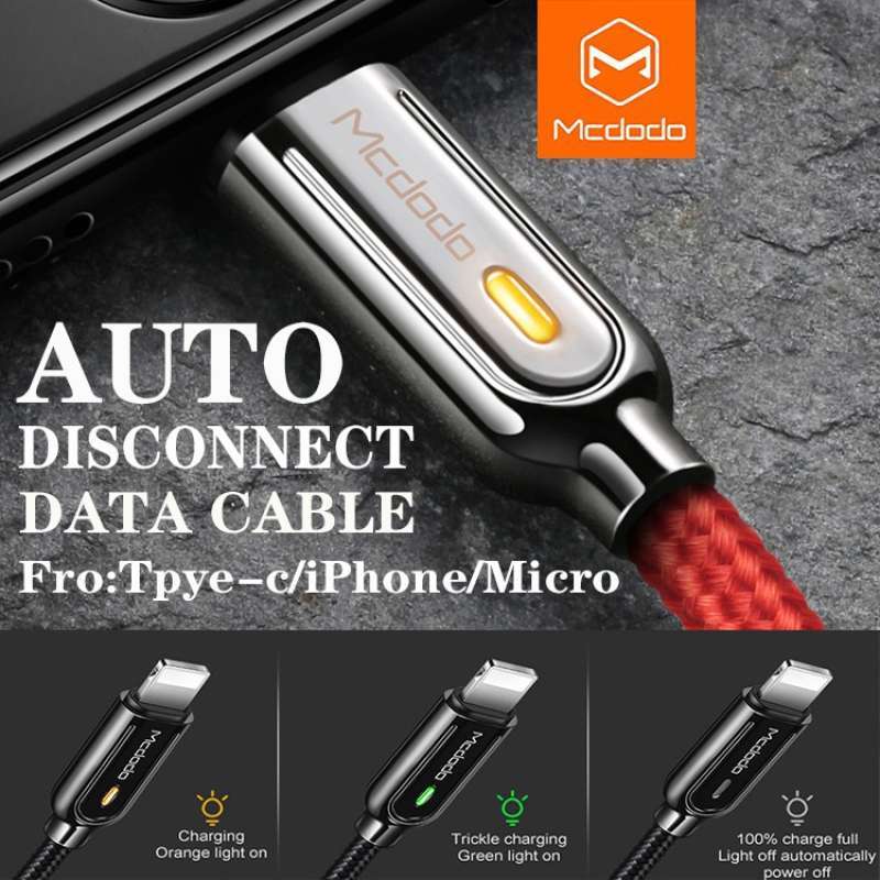 Jual Mcdodo USB Cable Auto Disconnect Fast Charging Typec/Micro/ iPhone Smart Power Off to