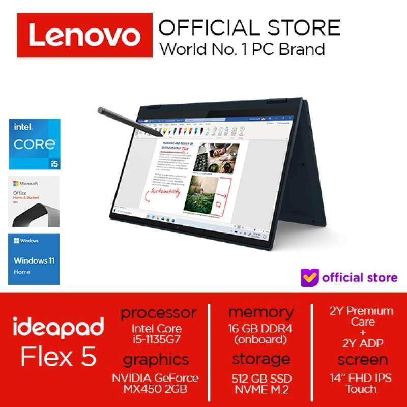 Jual LENOVO Laptop IdeaPad Flex 5 / Intel Core I5 / 16GB RAM / 512GB