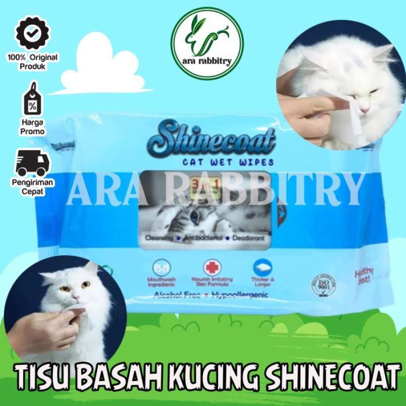Promo TISU BASAH KUCING SHINECOAT CAT WET WIPES ISI 50 LEMBAR Diskon 43