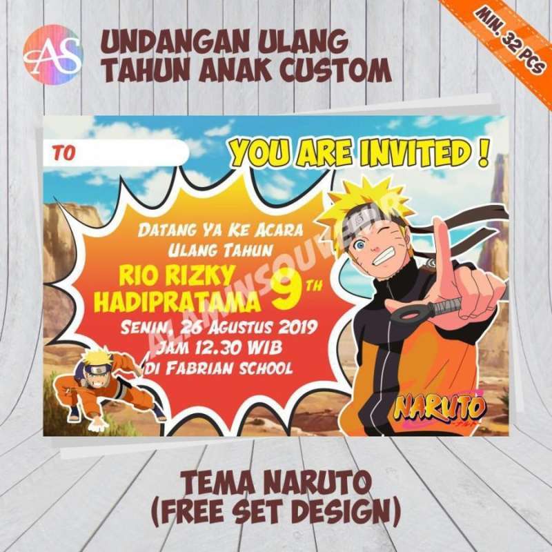 Jual Undangan Ulang Tahun Gambar Kartun Naruto di Seller alaminsouvenir