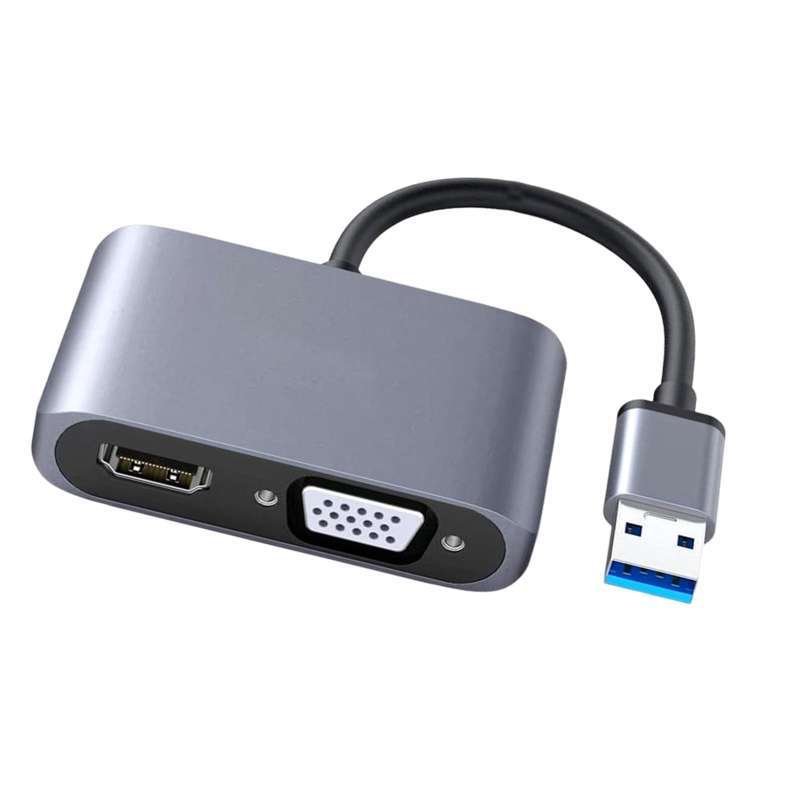Promo USB 3.0 to HDMI VGA Adapter HD 1080P Dual Output for Desktop