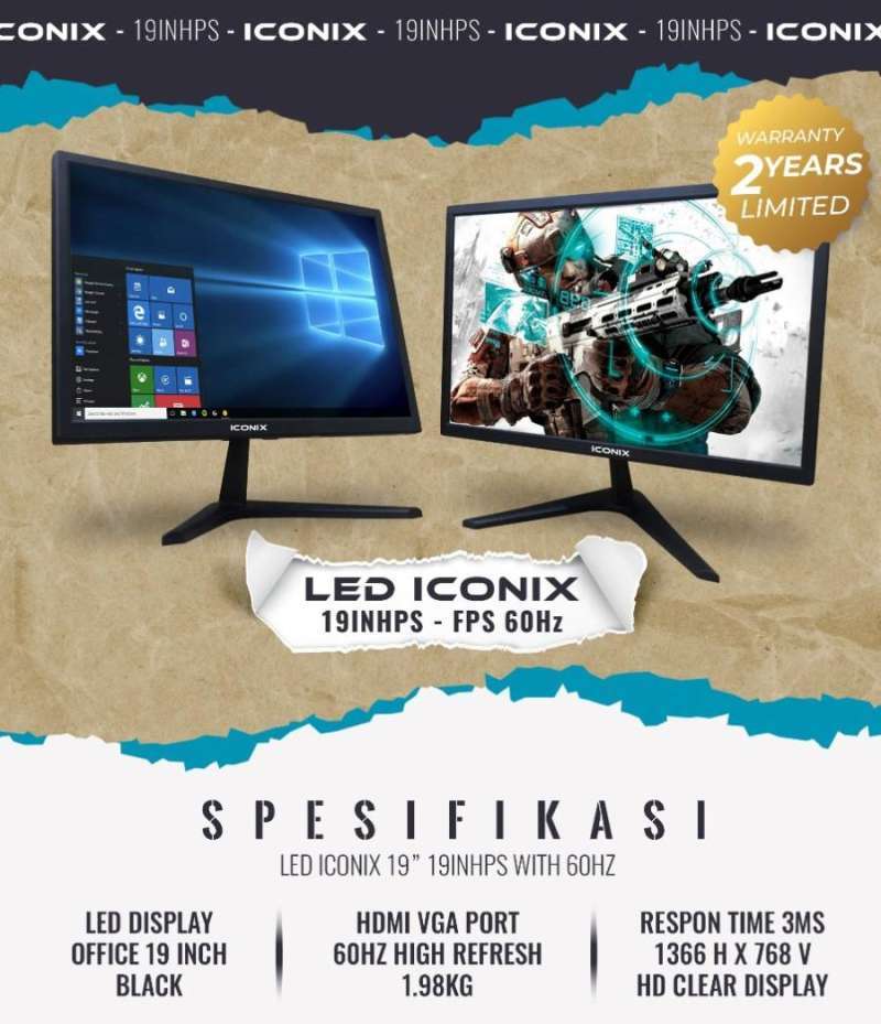 Jual Monitor Lcd Led Iconix 19inhps Display 19 Inch Vga & Hdmi Port Di ...