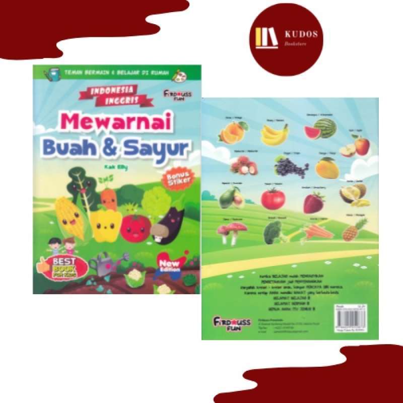 Promo Buku Anak Mewarnai Buah Sayur Indonesia Inggris Diskon 10% di
