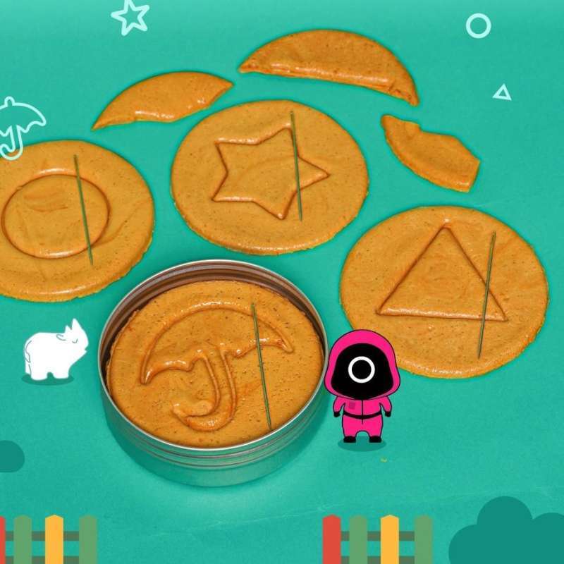 Jual Dalgona Candy Squid Game Isi 4 Pcs Payung Bintang Lingkaran