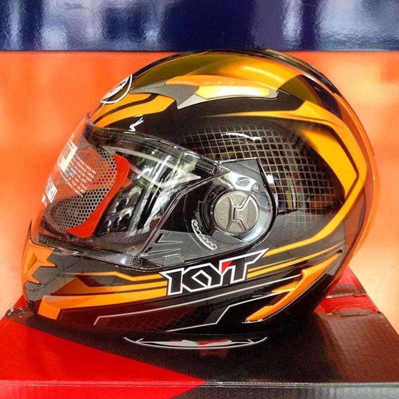 Jual Helm KYT Alpha Venom Black Orange Full Visor Fullface di Seller