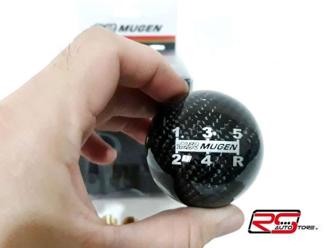 Jual Shift Knob / Knob Perseneling / Gear Knob Mugen Carbon Strip Biru