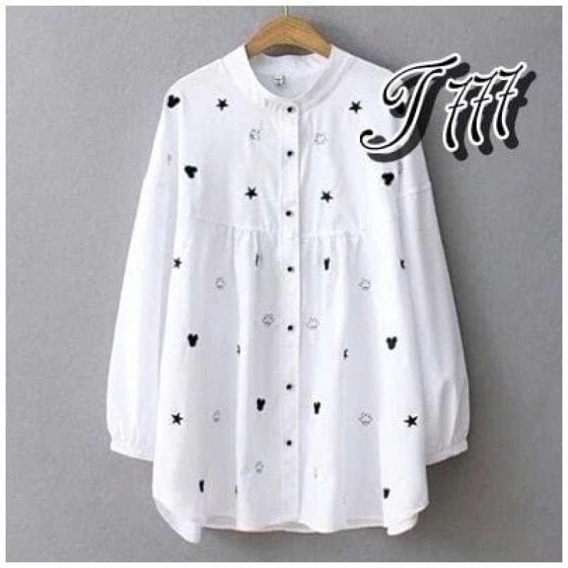 Jual Kemeja Wanita Baju Korean Style Kekinian Hem Moscrepe Kancing