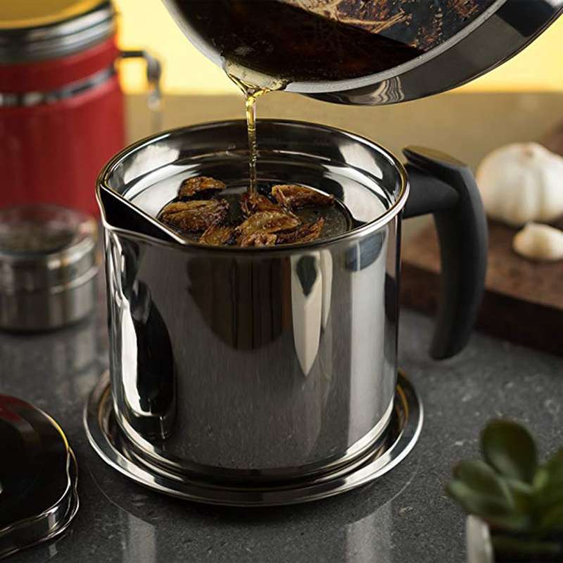 Jual Stainless Steel Grease Container with Separator Bacon Cooking Oil