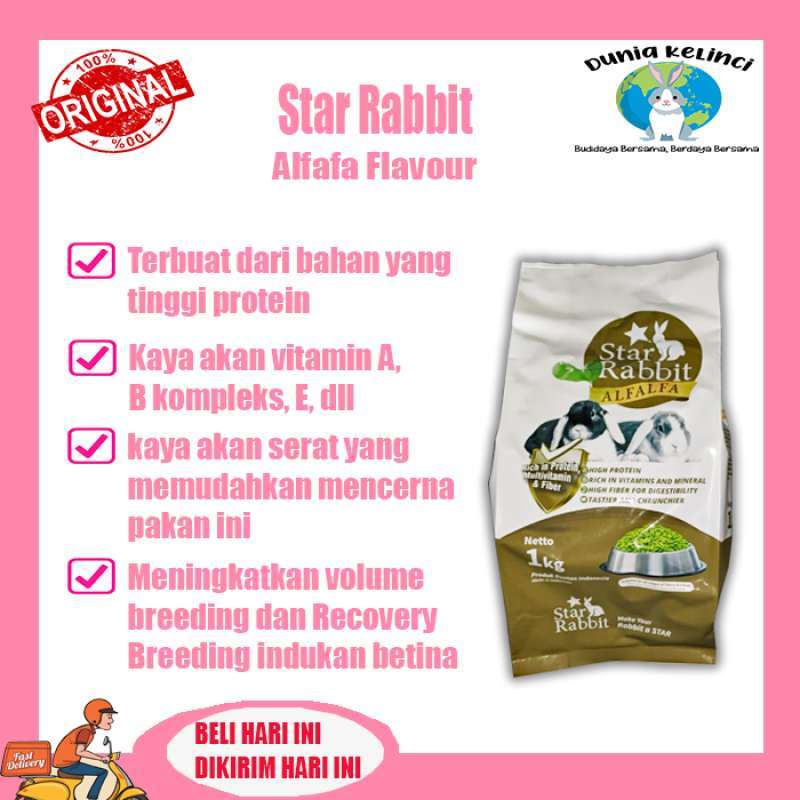 Promo MAKANAN KELINCI STAR RABBIT FOOD ALFALFA 1 KG PAKAN PELET ALFAFA ...