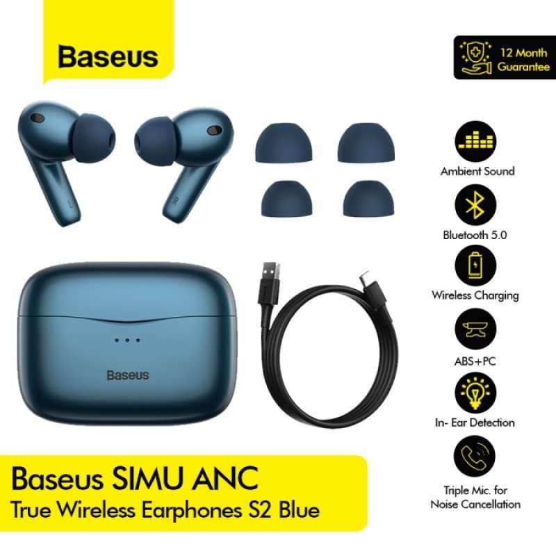 Promo Baseus Simu Anc True Wireless Earphones S2 Blue Ngs2 Diskon 11% ...