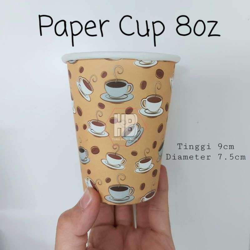 Jual Paper Cup Motif Kopi 8oz Murah Tanpa Tutup / Gelas Kertas Sekali ...