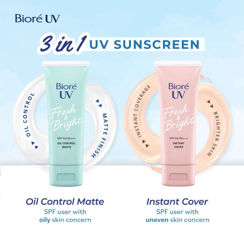 Promo Biore Uv Fresh & Bright Oil Control Matte Spf 50+ Pa+++ Sunscreen ...
