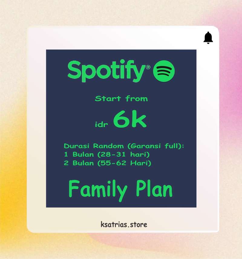 Promo SPOTIFY FAMILY PLAN MURAH 1 BULAN BERGARANSI FULL Diskon 18 di