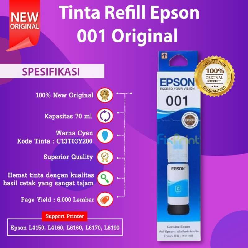 Promo Epson Ink 001 Black Cyan Magenta Yellow Tinta L4150 L6170 Diskon ...