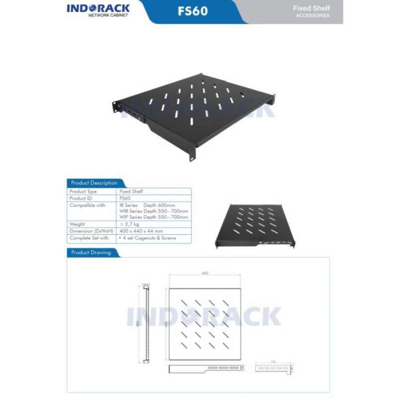 Promo Indorack Fixed Shelf Close Rack Depth 400Mm Tatakan Rak Server ...