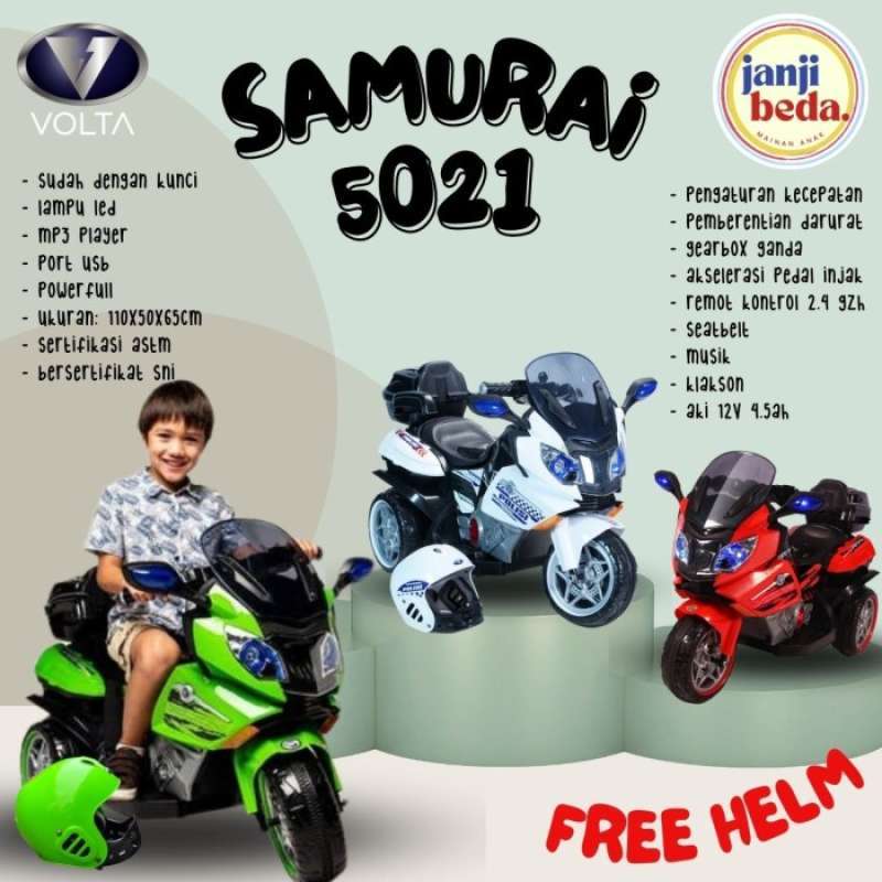 Promo Mainan Anak Motor Boy Aki SAMURAI VOLTA 5021 12VOLT Gearbox Ganda