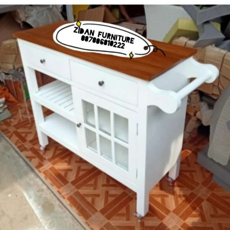 Jual island table meja dapur rak top kayu jati Belanda di Seller Zidan