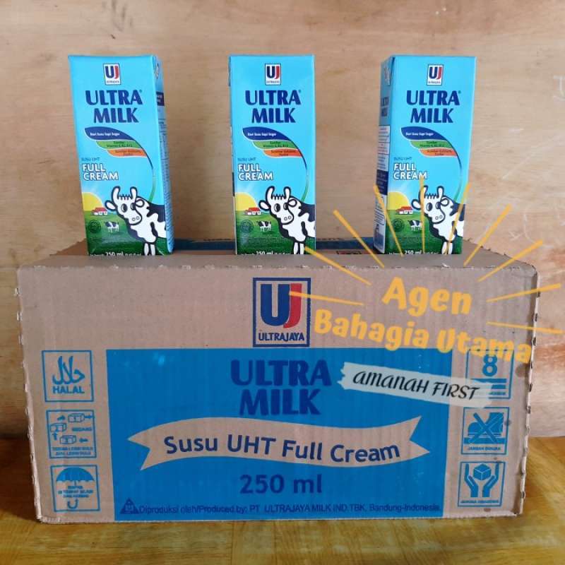 Promo Susu Kotak Ultra Milk Full Cream 250Ml Box (1 Box=24Pcs) Diskon