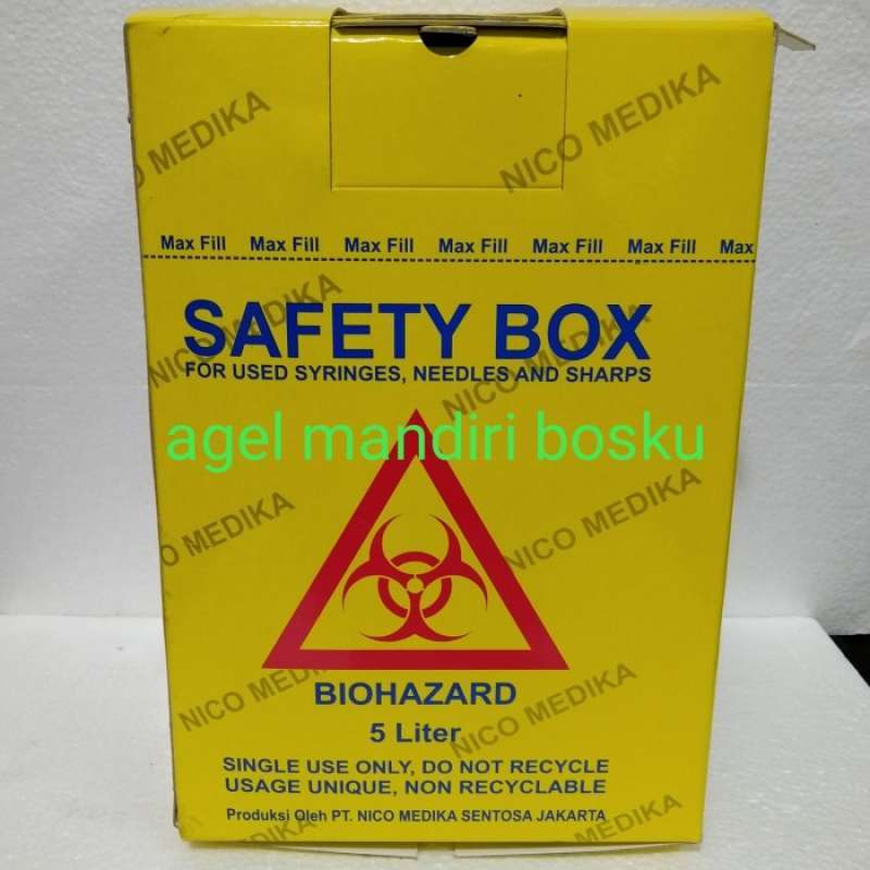 Jual SAFETY BOX 5LITER BIOHAZARD/SAFTY BOX/TEMPAT SAMPAH MEDIS di