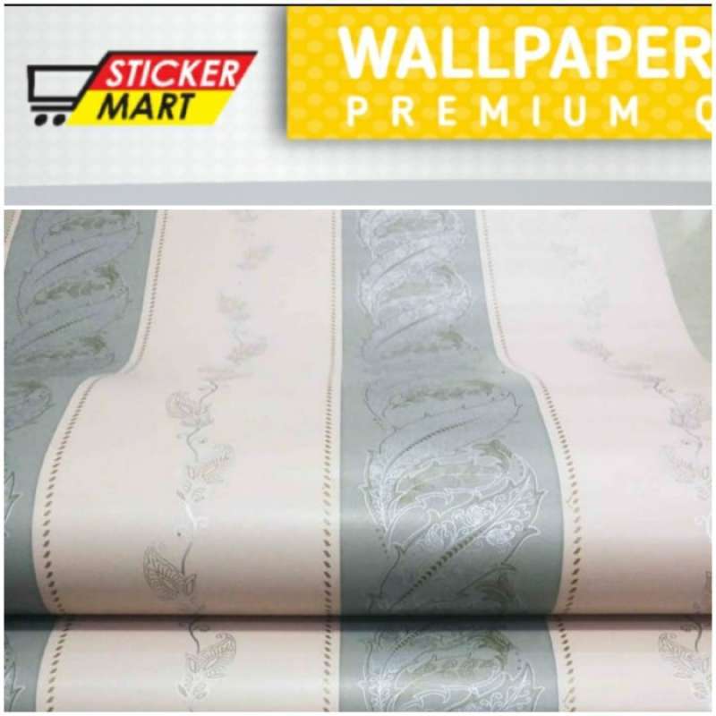 Promo Wallpaper Sticker Murah Grey Abu Cream Batik Elegan Ruang Kamar