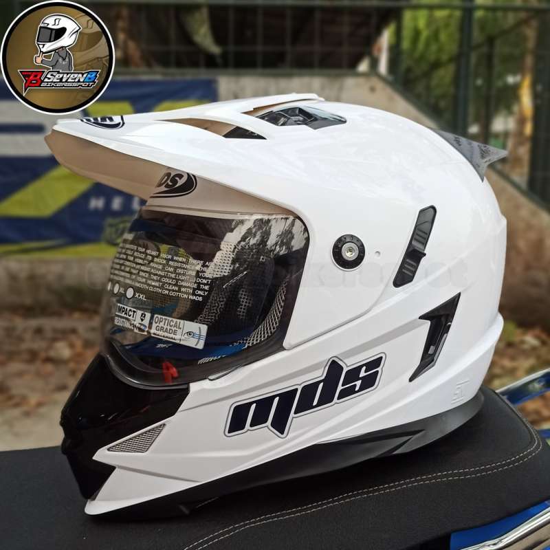 Jual HELM MDS SUPER PRO SOLID WHITE PUTIH GLOSSY ORIGINAL SNI SEVENB di