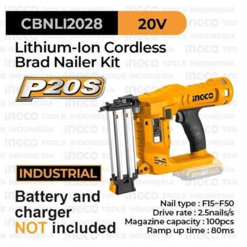 Jual Mesin Paku Tembak Baterai Cordless Brad Nailer INGCO CBNLI2028 di