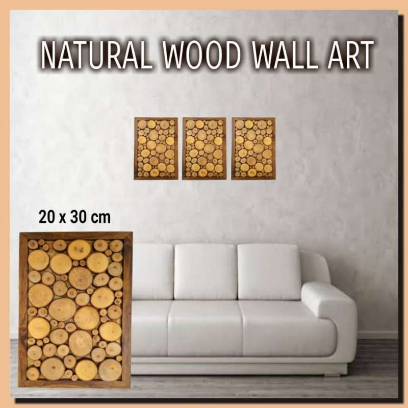 Jual Wood wall art decor wallpaper hiasan dinding kayu 30 x 20 cm di