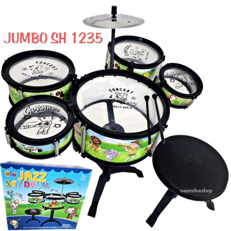 Jual JAZZ DRUM JUMBO + kursi SH1235 MAINAN DRUM SET ANAK DRUM ANAK /MAINAN di Seller NAOMI LOE