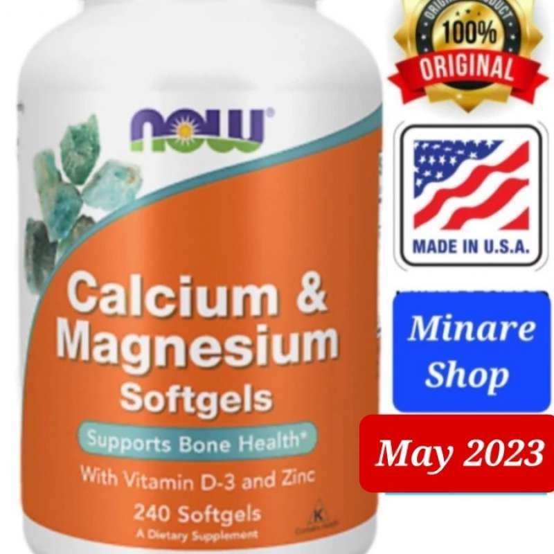 Jual NOW calcium & magnesium, vitamin D3 and zinc 240 softgels di