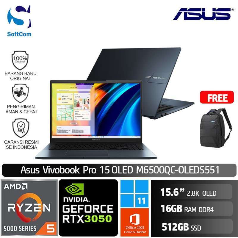 Promo Asus Vivobook Pro 15 M6500qc Oleds551 Notebook [amd Ryzen 5-5600h ...